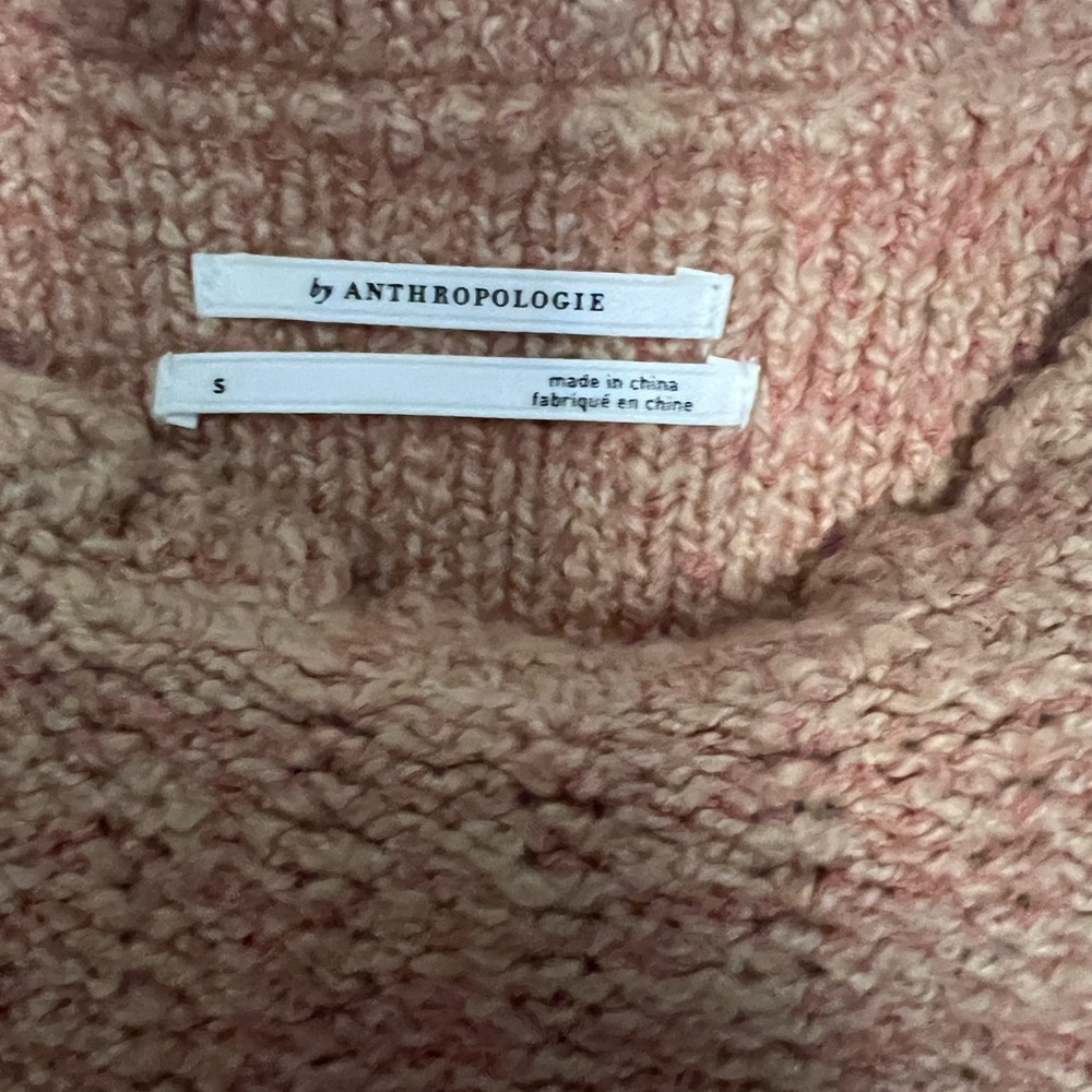 Anthropologie Peachy Pink Bouclé Crewneck Sweater